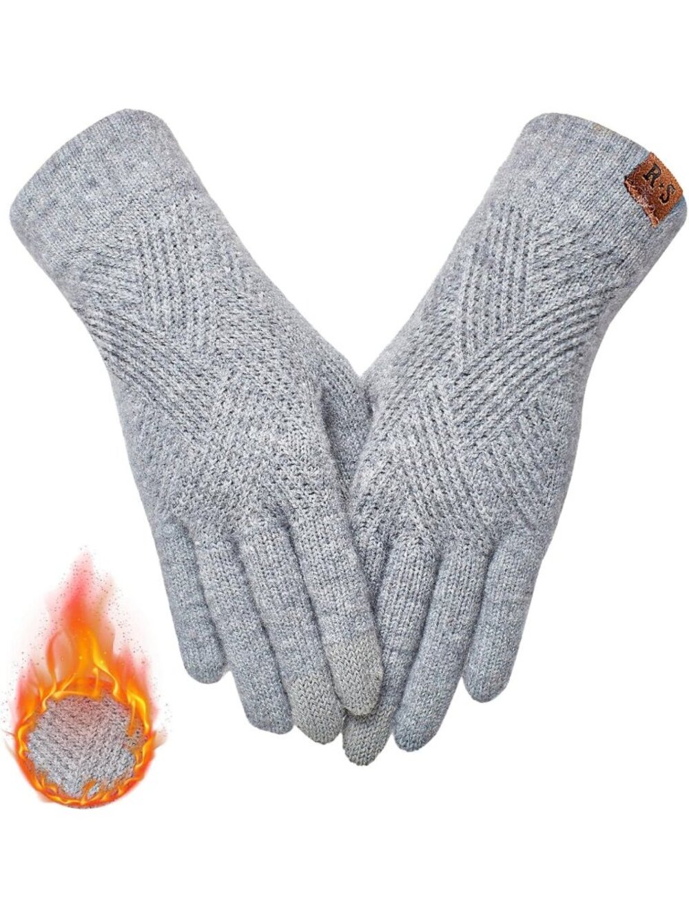 〽️Women's Light Gray High Stretch Warm Christmas Gift Winter Acrylic Gloves